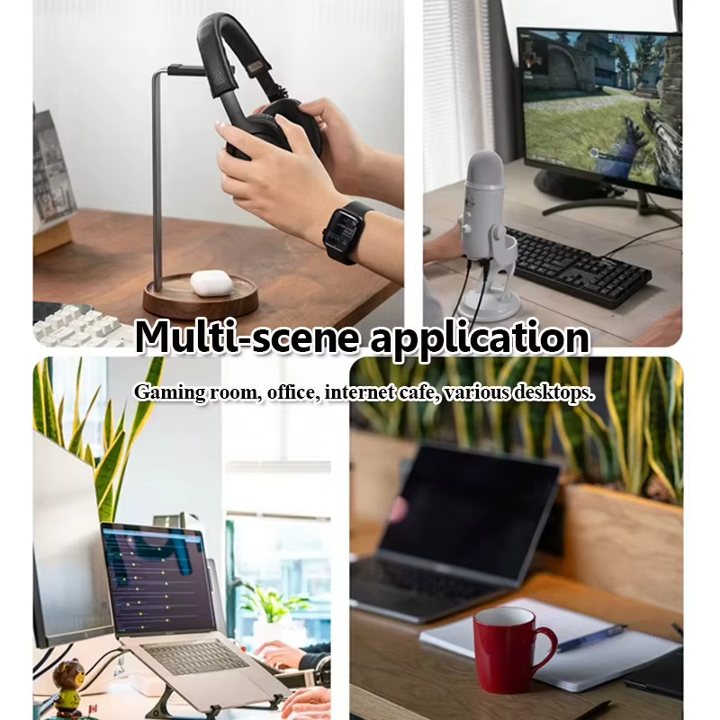 Soporte de madera para auriculares con base de aluminio - imagen 4