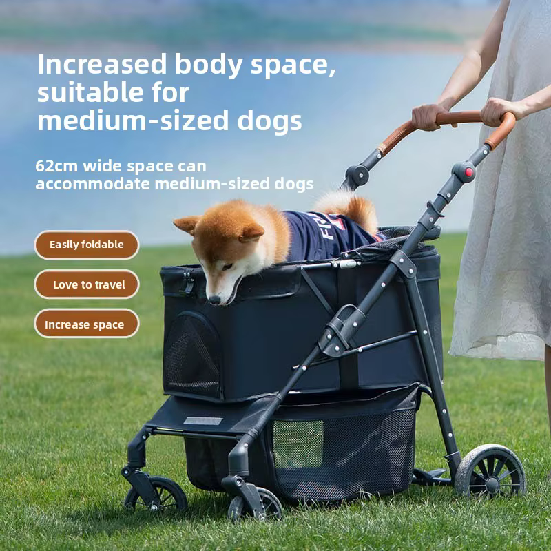 Carrito de paseo plegable para perros y gatos medianos-grandes - imagen 2