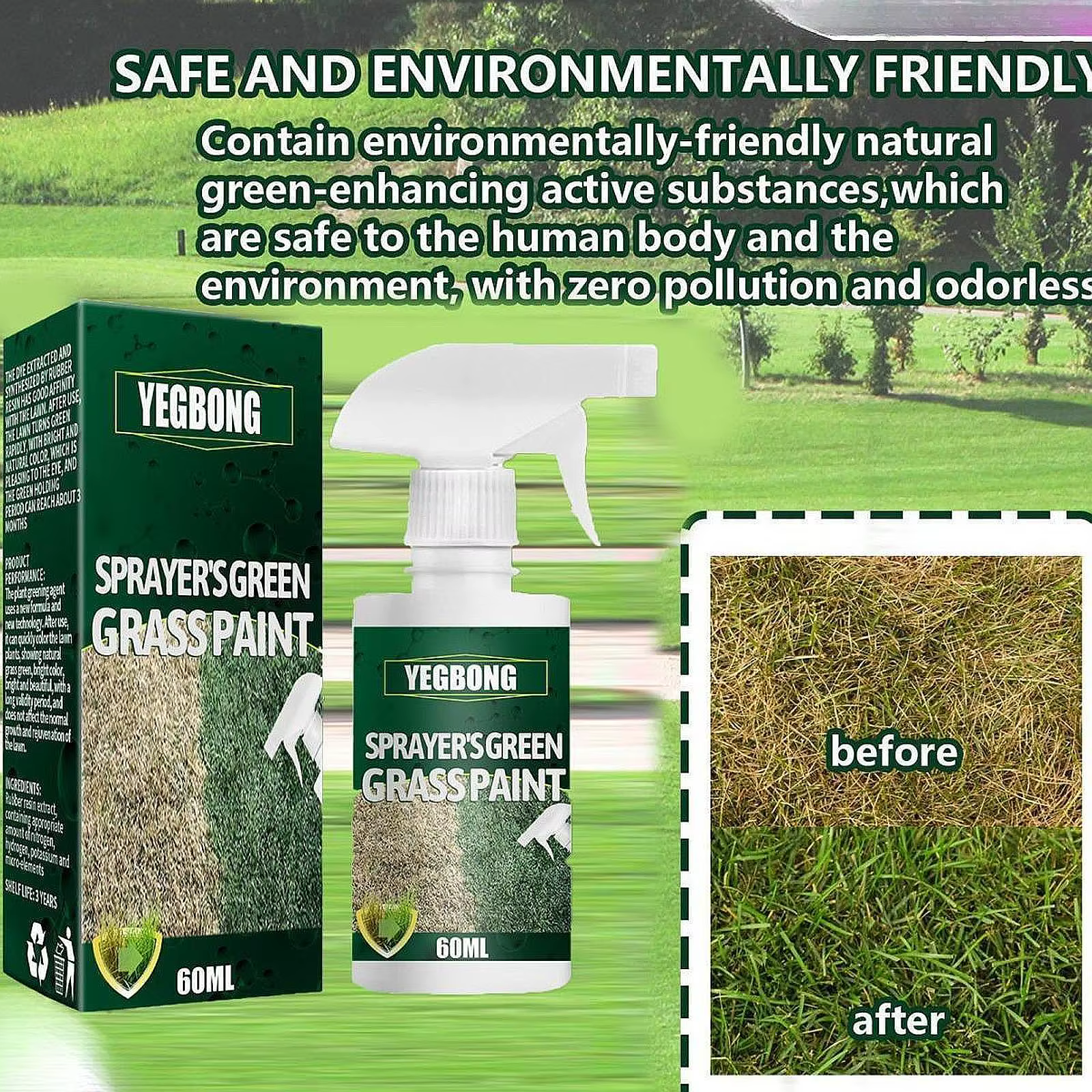 Spray verde Kesoto para teñir el césped del jardín