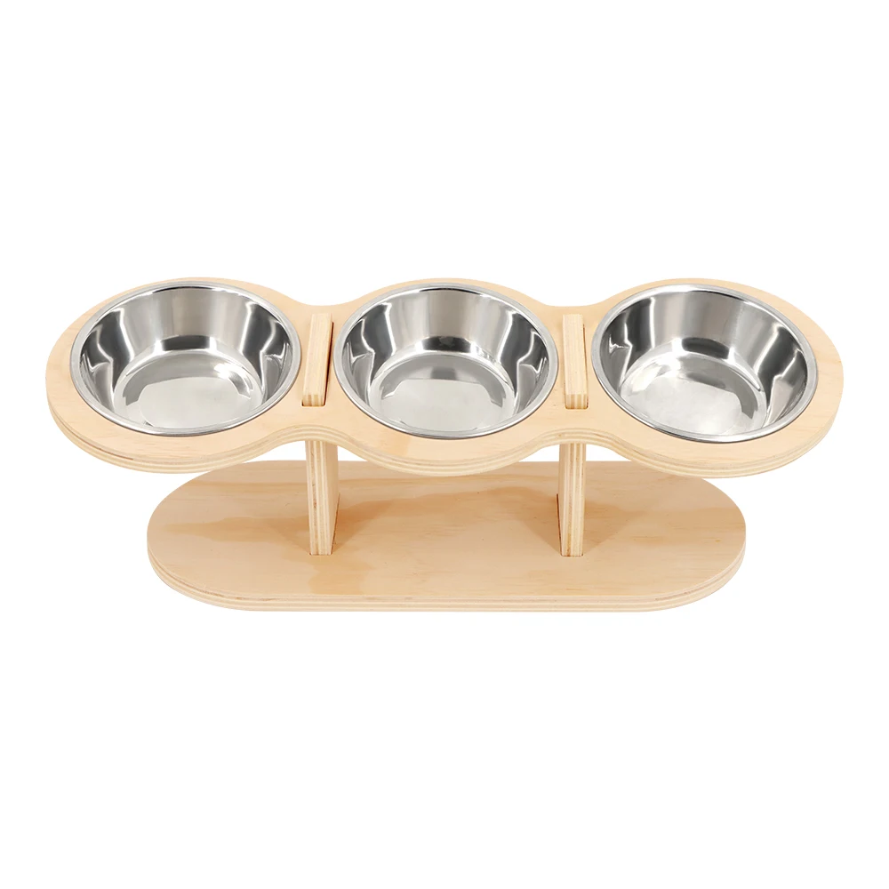 Soporte de madera con tazones