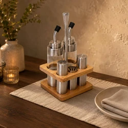 Juego botes acero inoxidable para gatos y perros: aceite y especias