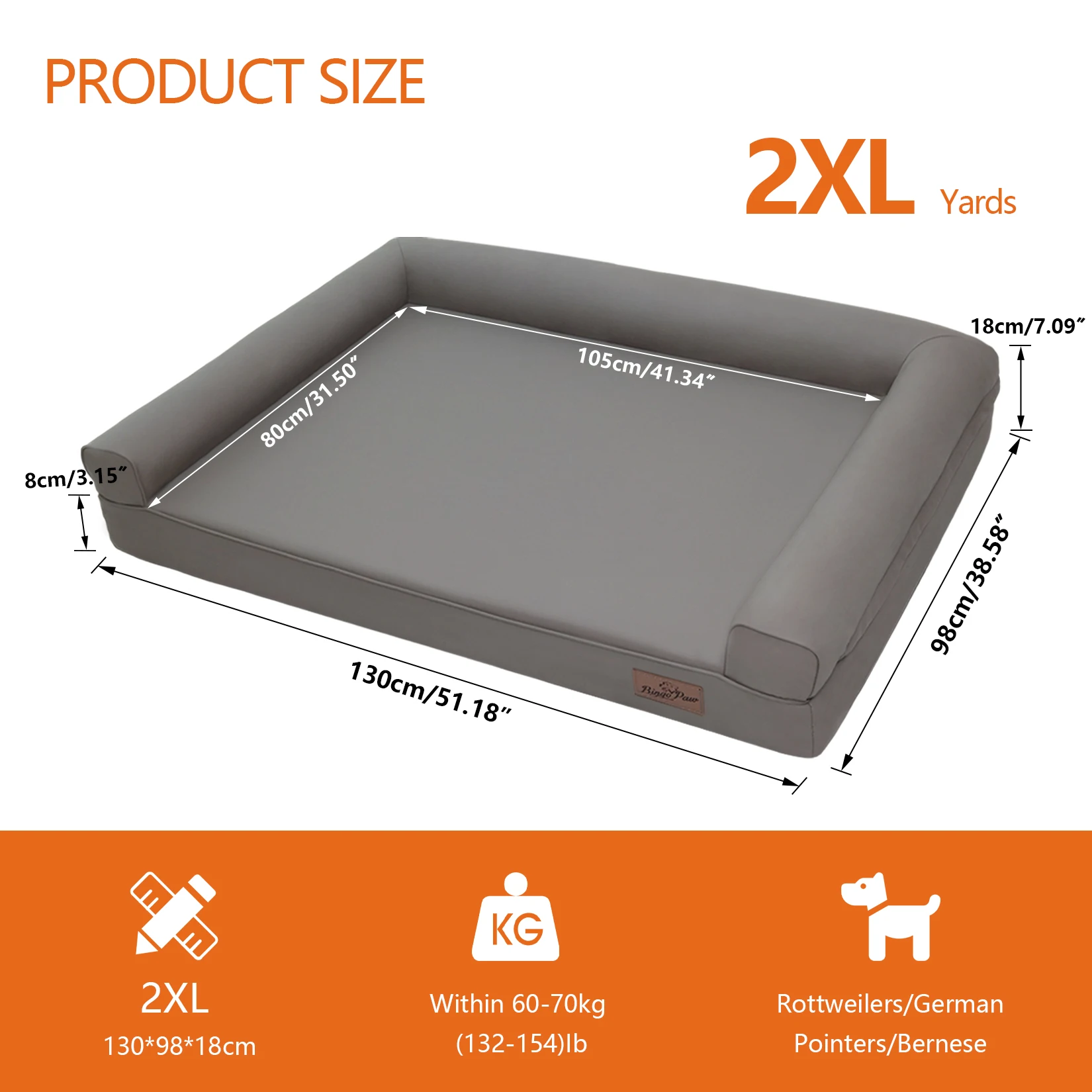 Cama ortopédica extra grande para perros impermeable con funda - imagen 3