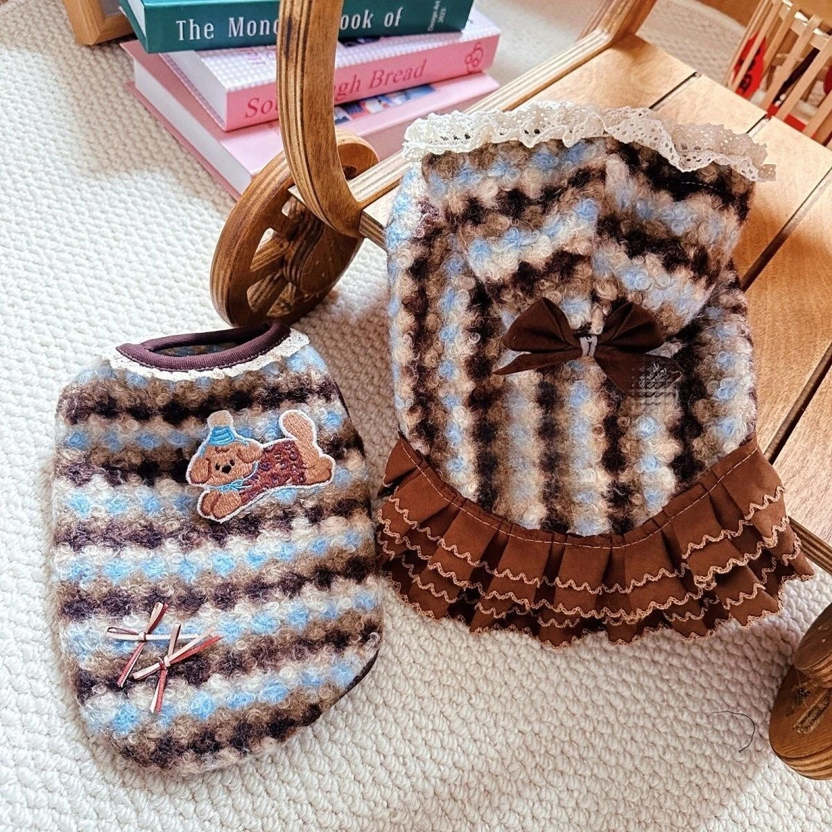 Chaqueta a Rayas con Capucha para Gato Teddy – Chaleco Grueso de Invierno - imagen 4