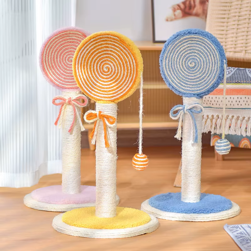 Rascador para gatos de sisal vertical con bola colgante y piruleta - imagen 2