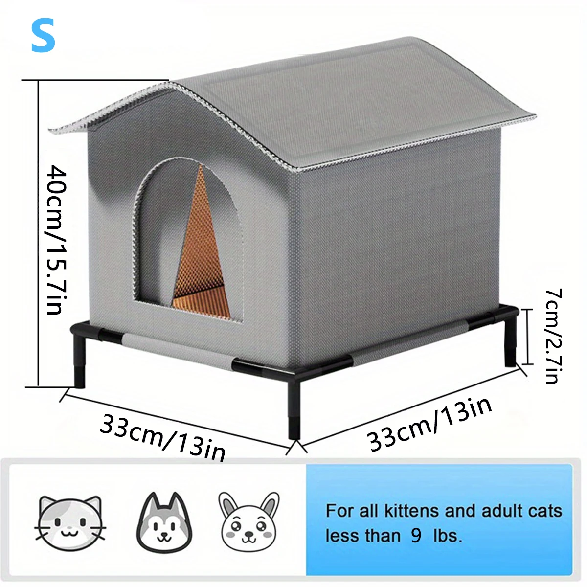Caseta en exterior con gato dentro