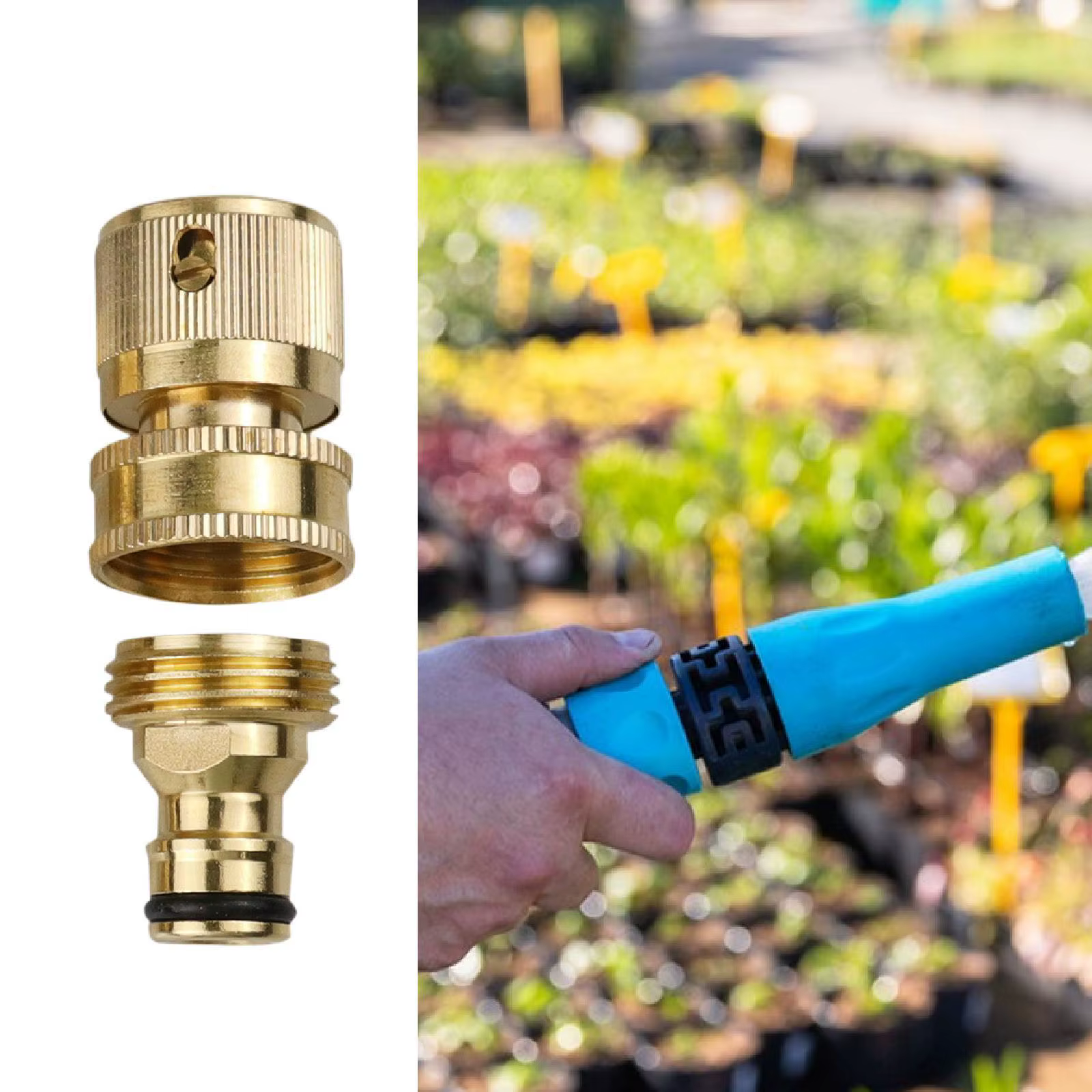 Conector rápido antifugas de cobre para manguera de jardín 3/4″ - imagen 3