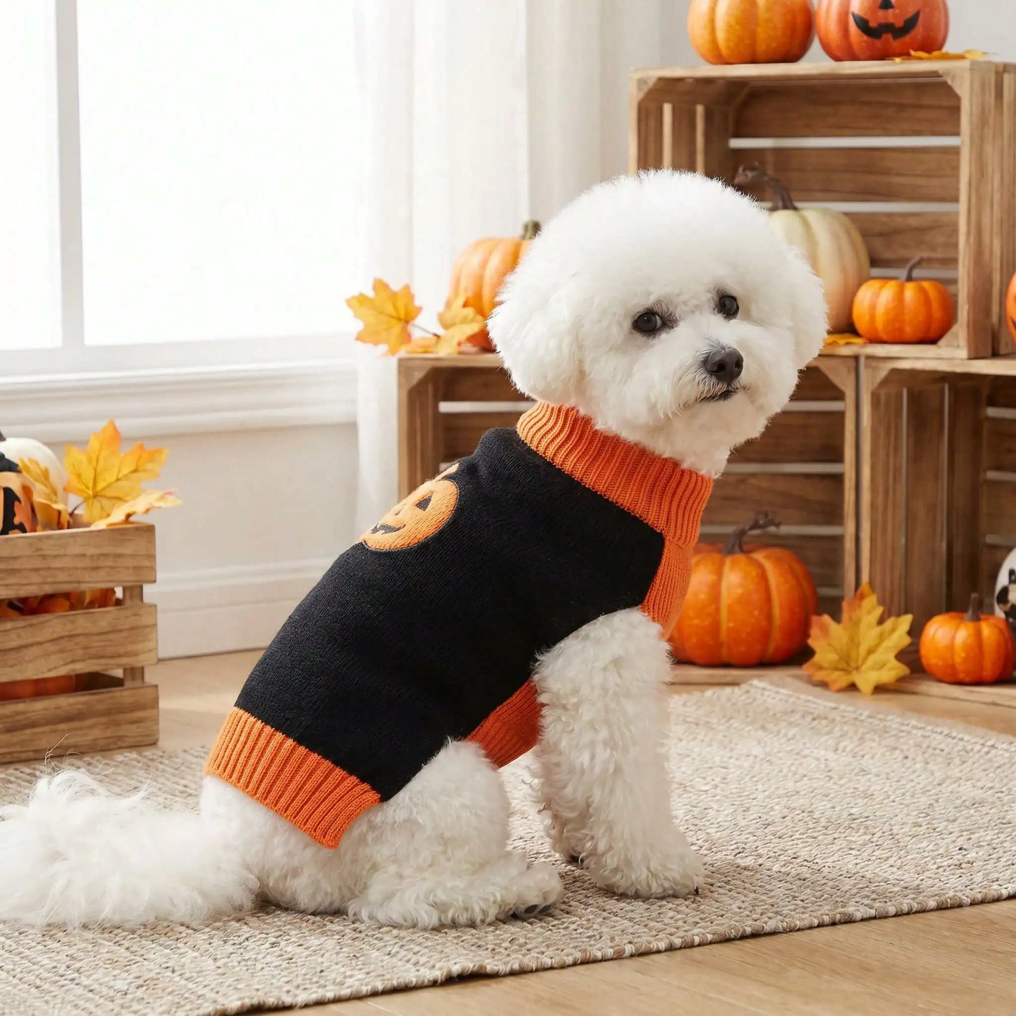 Jersey Halloween para perros y gatos con diseño de calabaza - imagen 3