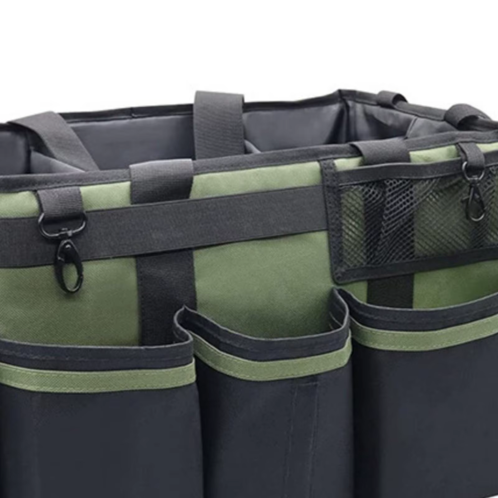Bolsa organizadora con compartimentos para accesorios de limpieza y coche