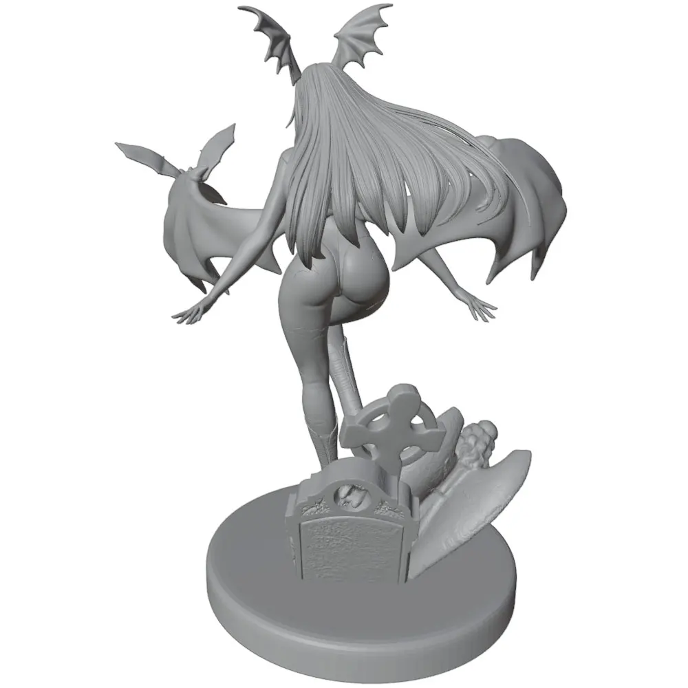 Figura coleccionable de anime impresa en 3D gris, sin montar DIY