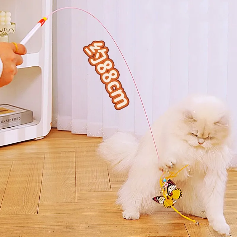 Juguete interactivo para gatos con varita, mariposa y campana - imagen 3