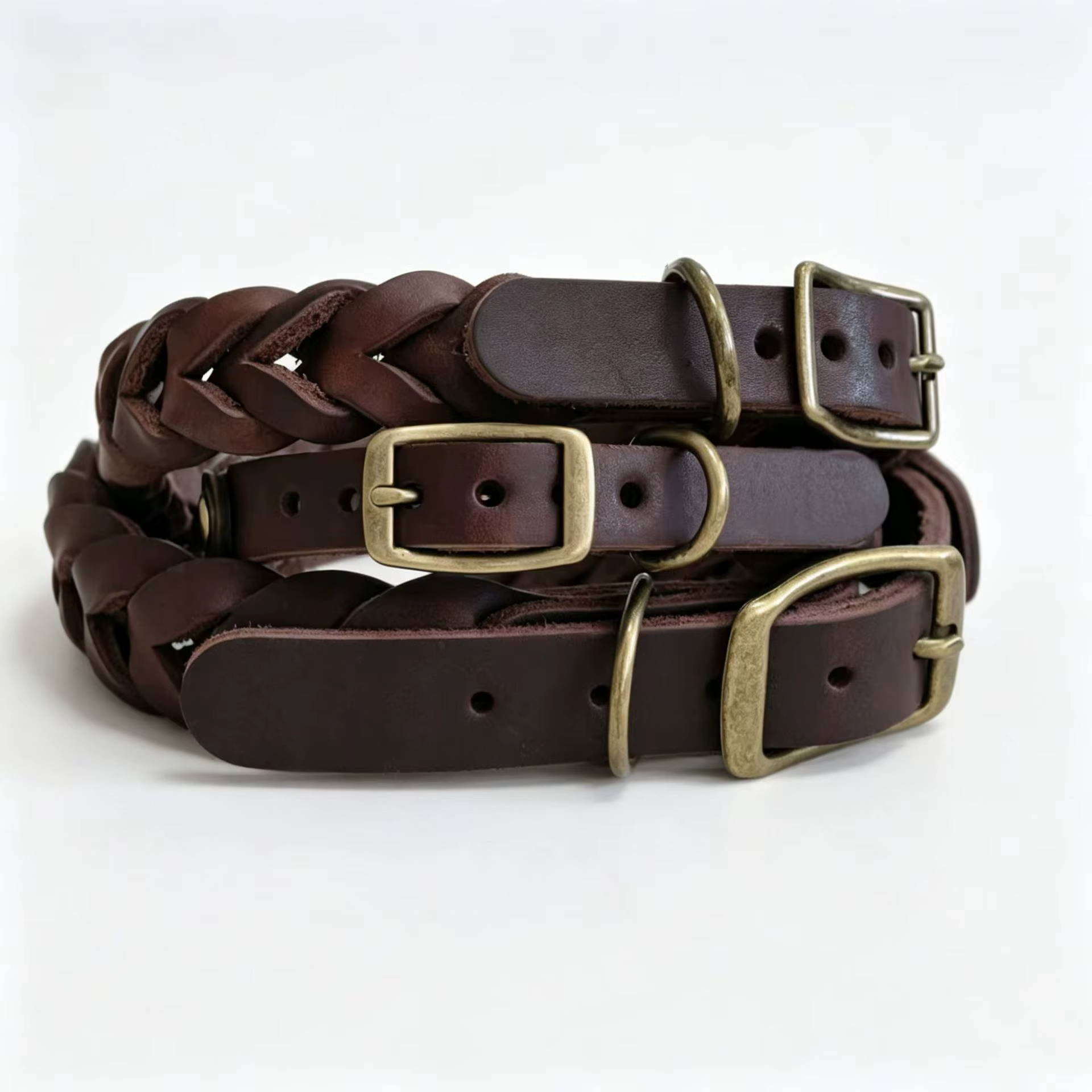 Collar de perro de cuero genuino trenzado ajustable antipull - imagen 5