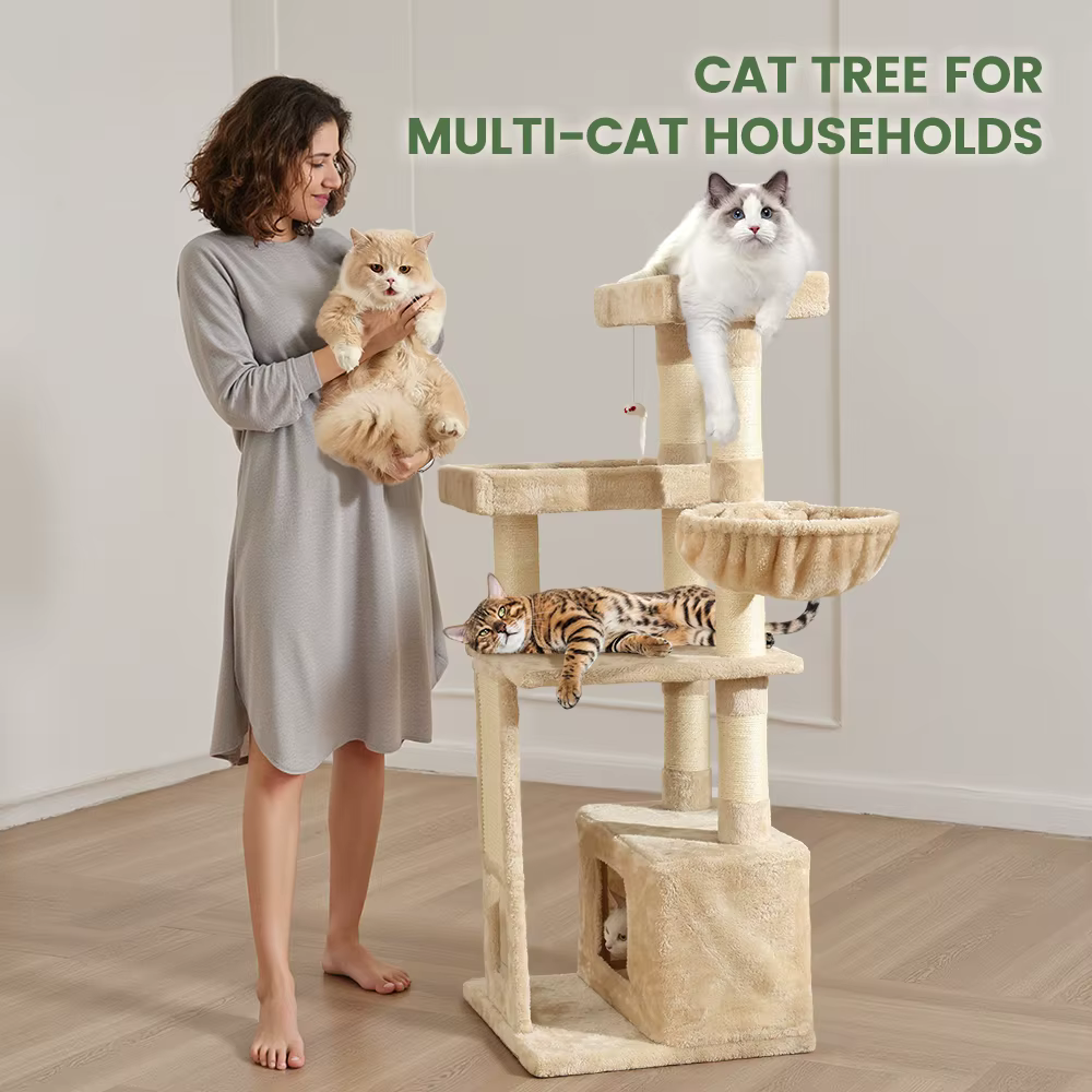 Árbol rascador alto para gatos – Poste, cama y casa de juegos - imagen 4