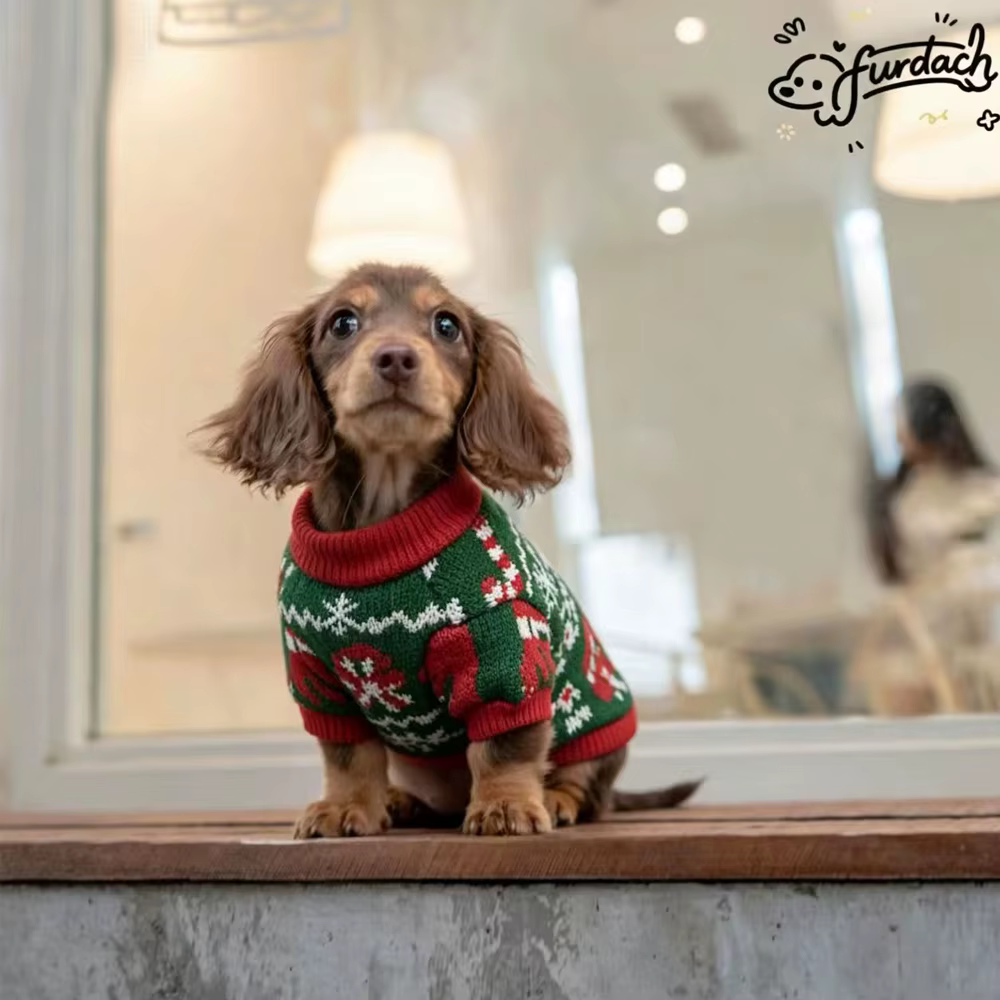 Abrigo de invierno navideño festivo para perro Dachshund salchicha - imagen 2