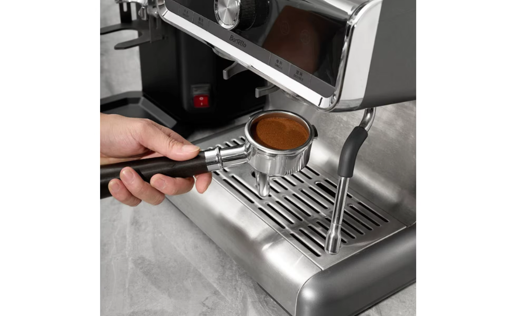 Portafiltro de acero inoxidable con mango sólido