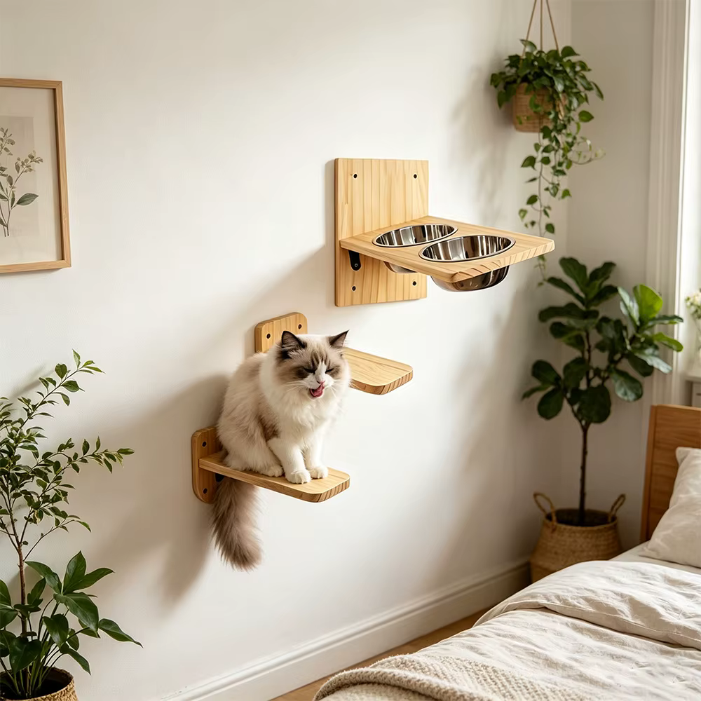 Rascador de pared para gatos con escalera, nido y plataformas - imagen 2