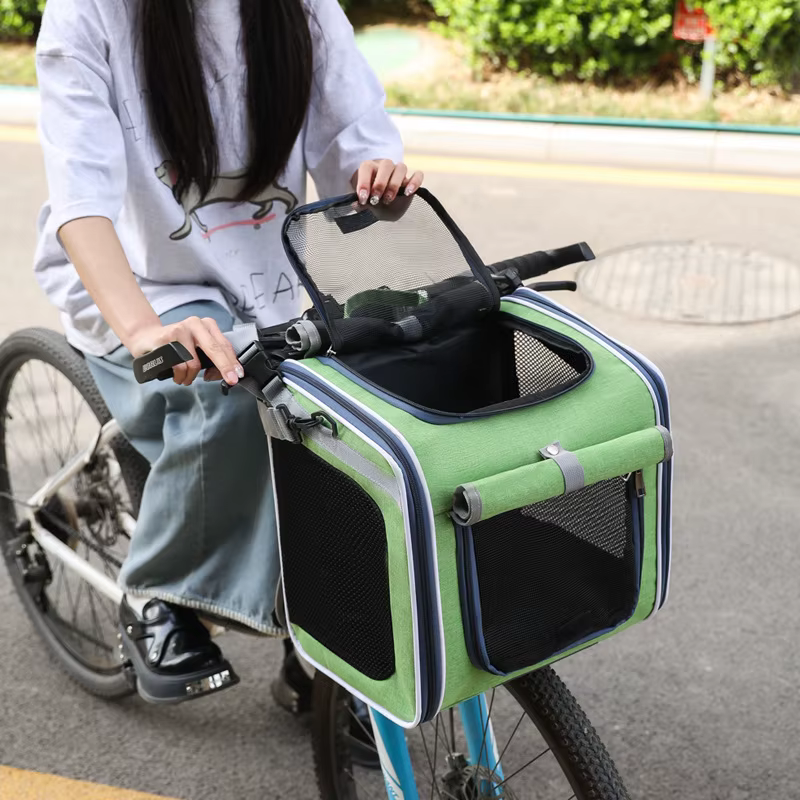 Bolsa bandolera para gato estilo nórdico – Transporte en coche y bici - imagen 2