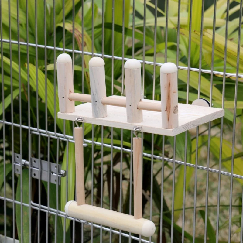 Columpio para cacatúas de madera natural