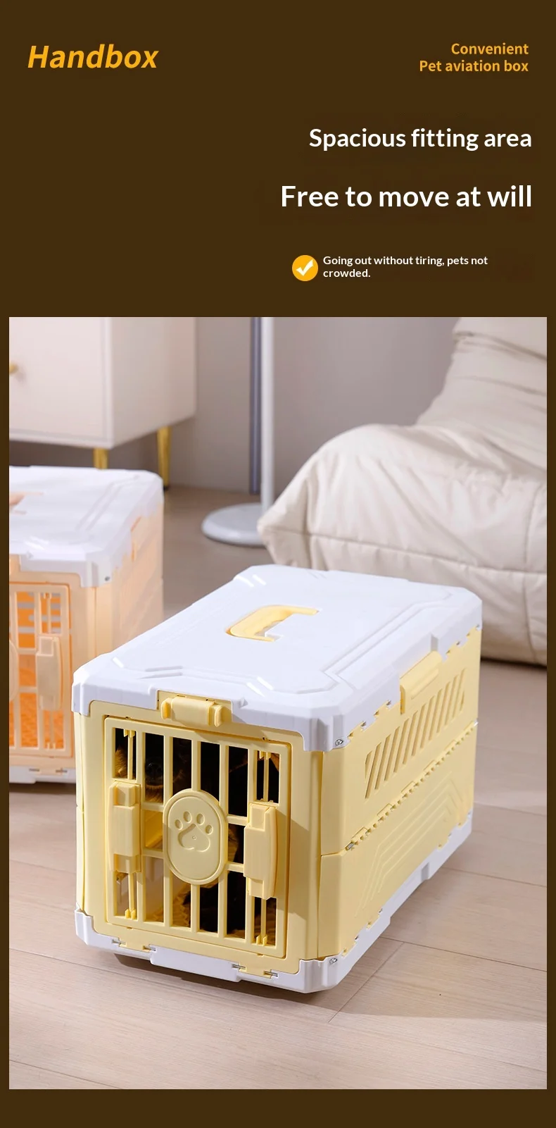 Transportín plegable y portátil para mascotas