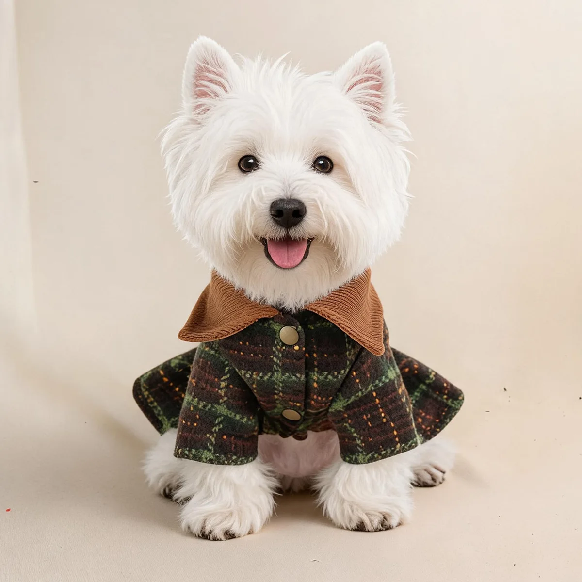 Abrigo a Cuadros para Perros Pequeños – Chaqueta de Lana con Cuello Grueso - imagen 3
