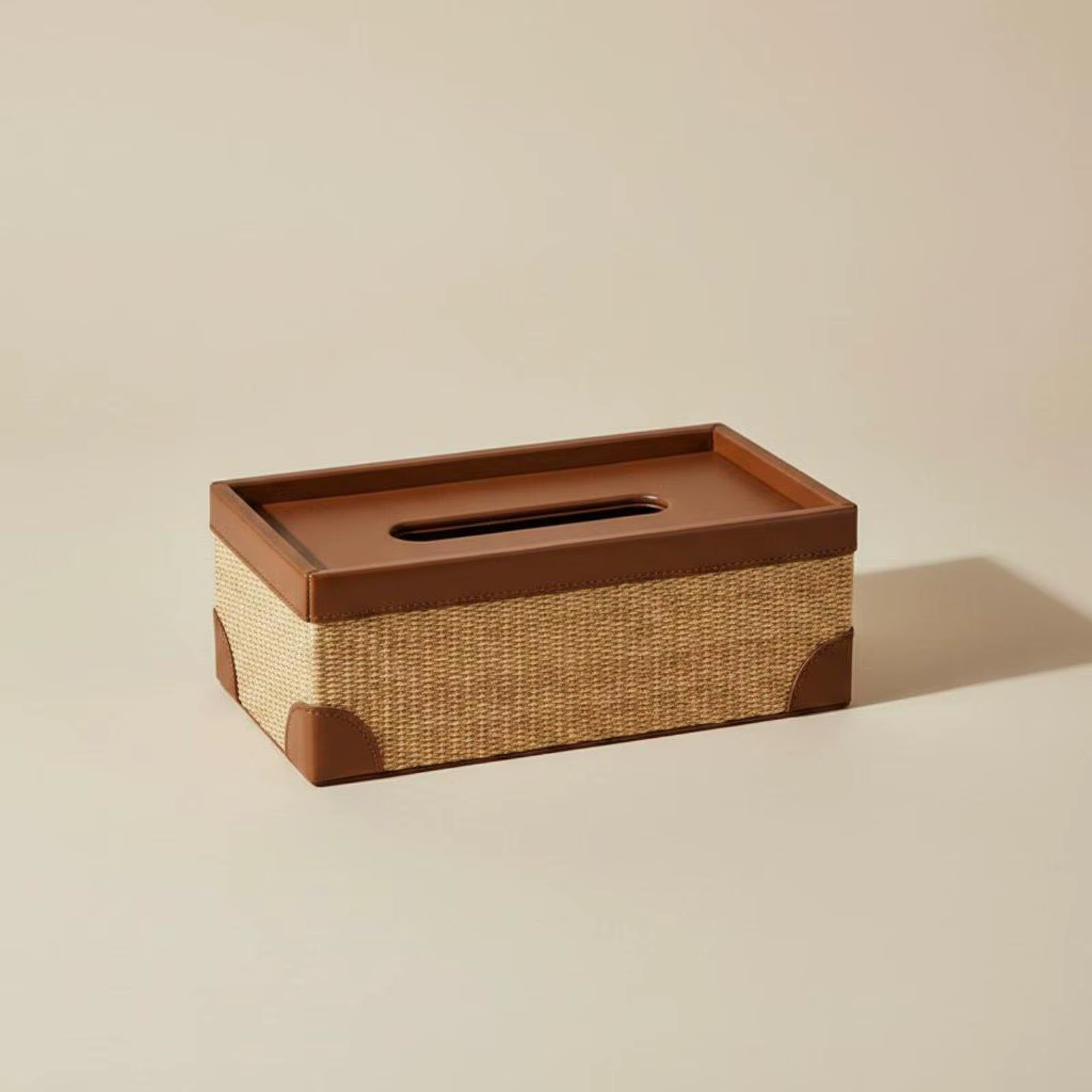 Caja pañuelos tejida estilo ratán para decoración - imagen 4