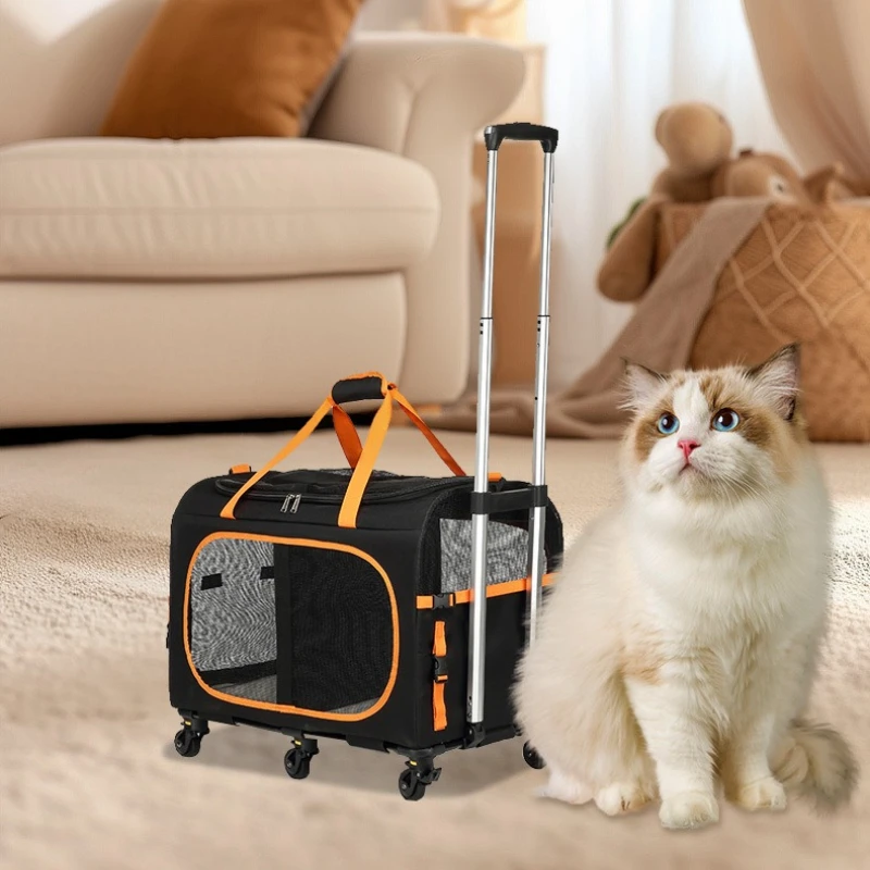 Carrito plegable mascotas con ruedas – Transportín viaje gatos y perros - imagen 5