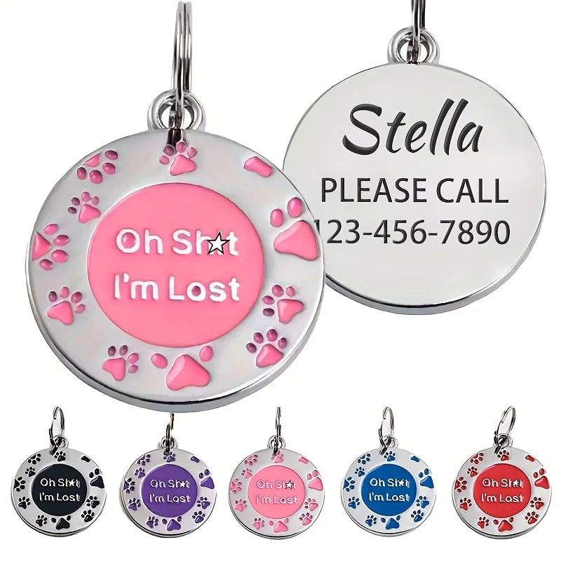 Placa de identificación personalizada para perros y gatos de metal