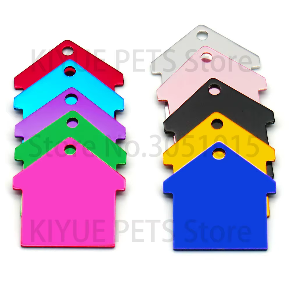 Placa de identificación para perro con forma de casa de aluminio - imagen 4