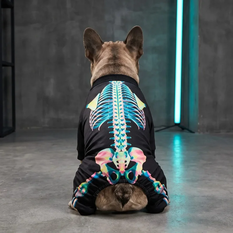 Disfraz esqueleto arcoíris para perros y gatos pequeños y medianos - imagen 3