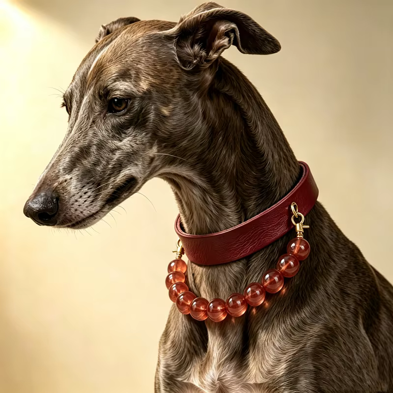 Collar de perro con gemas naturales y cuero genuino – Uso diario - imagen 4
