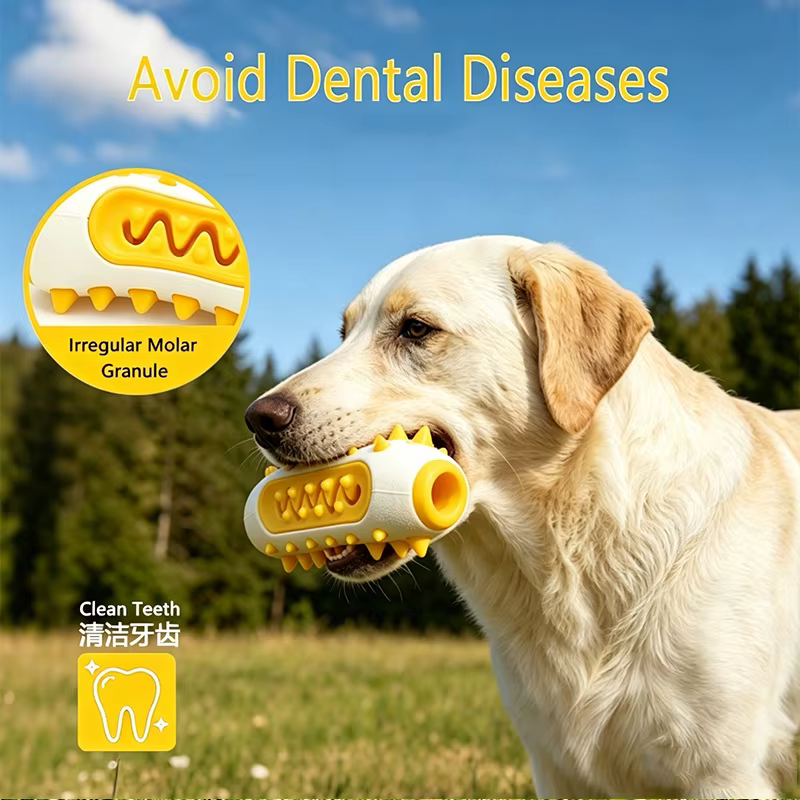 Mordedor dental TPR para cachorros con cepillo forma hueso - imagen 4