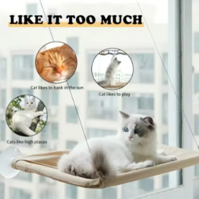 Cama colgante para gatos con hamaca de ventana y escalerilla - imagen 3