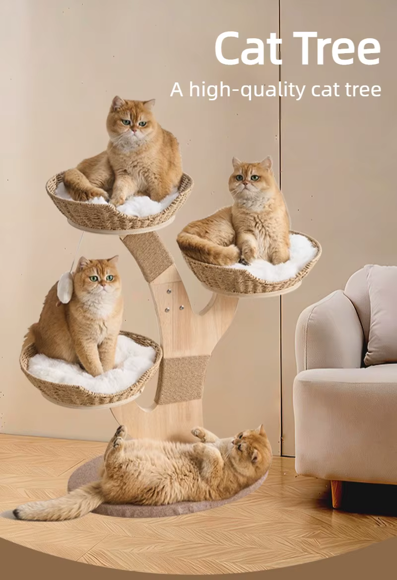 Árbol de gato de ratán con plataformas escalonadas