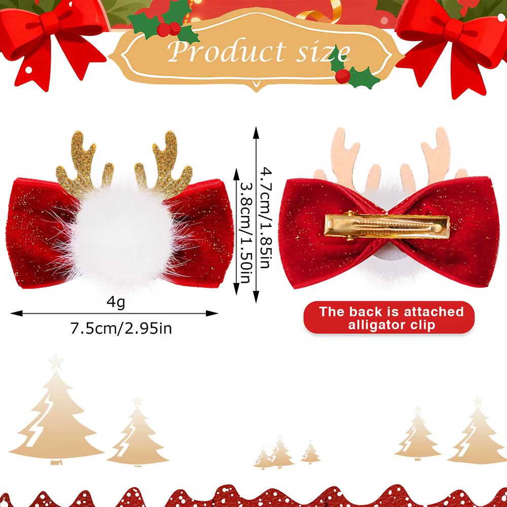 Lazos navideños para perros pequeños hechos a mano – Accesorio de pelo