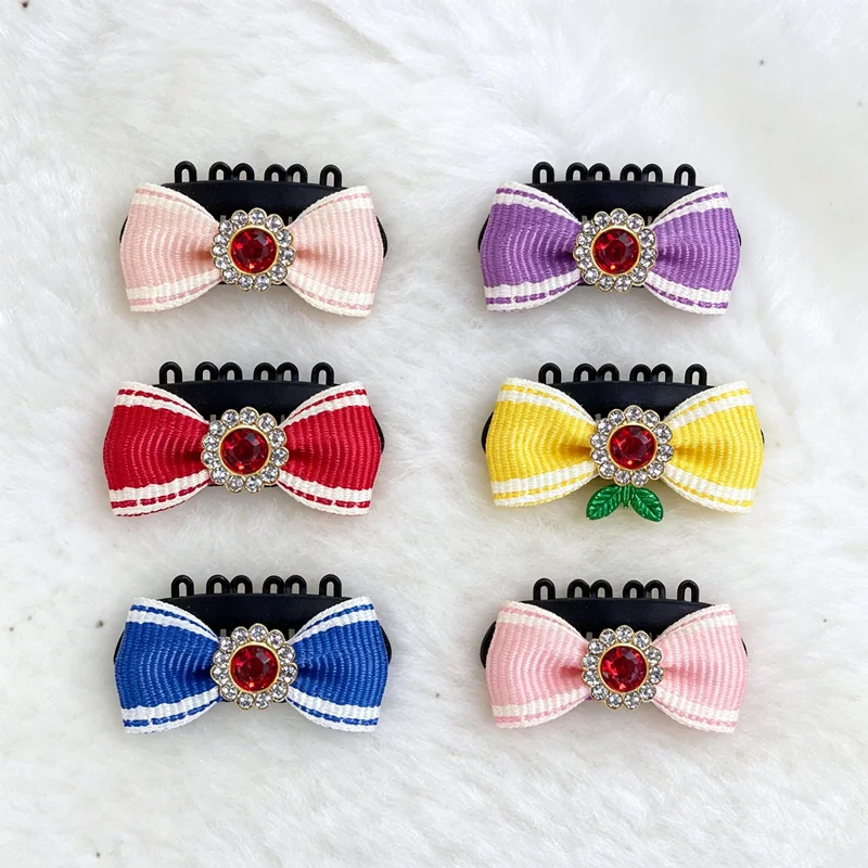 Pinza para el pelo con lazo y pedrería para gatos y perros - imagen 3