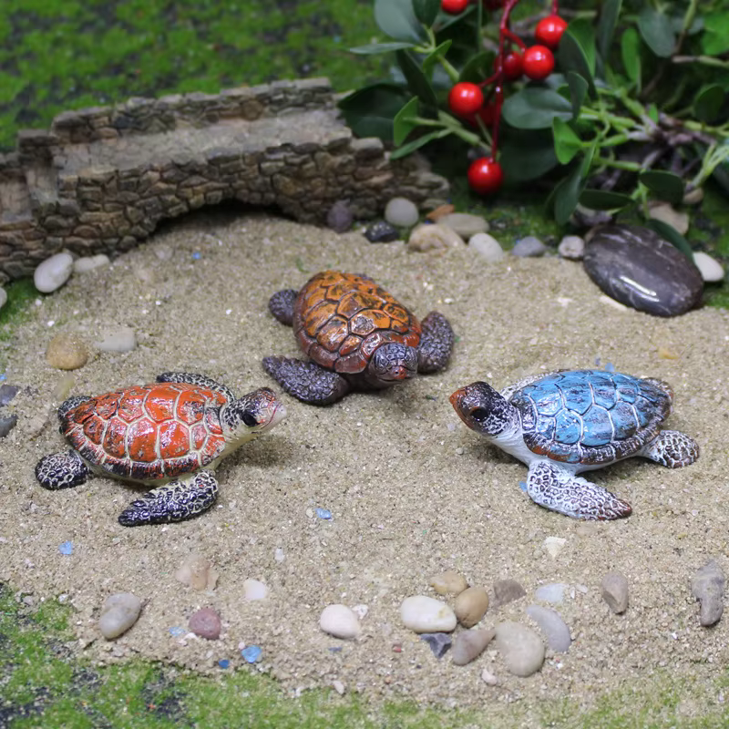 Figura mini de tortuga marina de resina para acuario y decoración - imagen 3