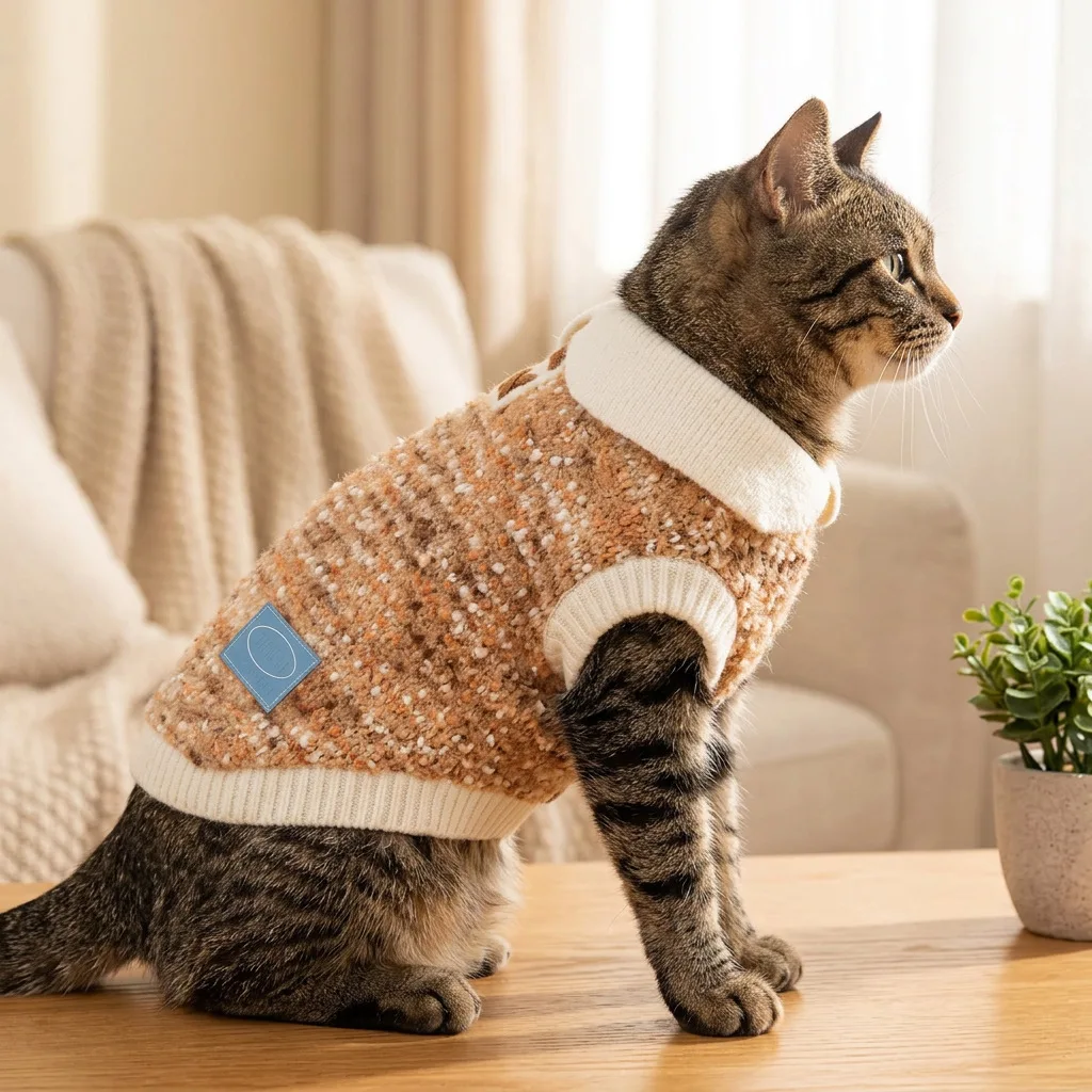 Suéter de Punto para Gatos y Perros Pequeños – Abrigo Cálido de Felpa Otoño Invierno