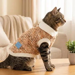 Suéter de Punto para Gatos y Perros Pequeños – Abrigo Cálido de Felpa Otoño Invierno