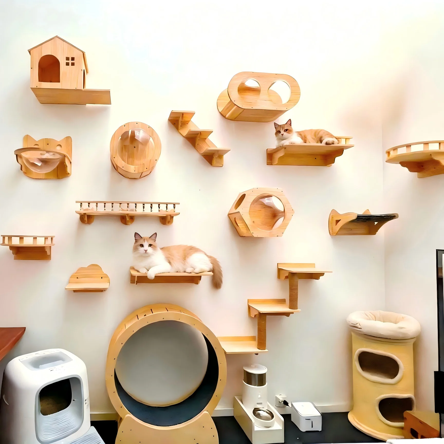 Estante de pared para gatos con hamaca y escalones de sisal - imagen 4