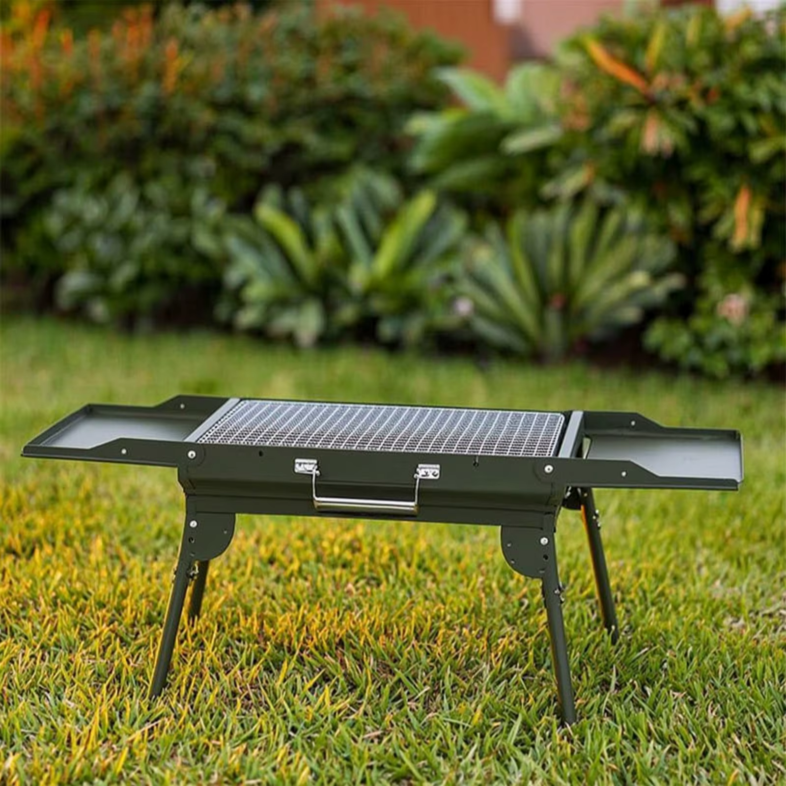 Barbacoa de carbón portátil plegable con mesas laterales para gatos - imagen 4