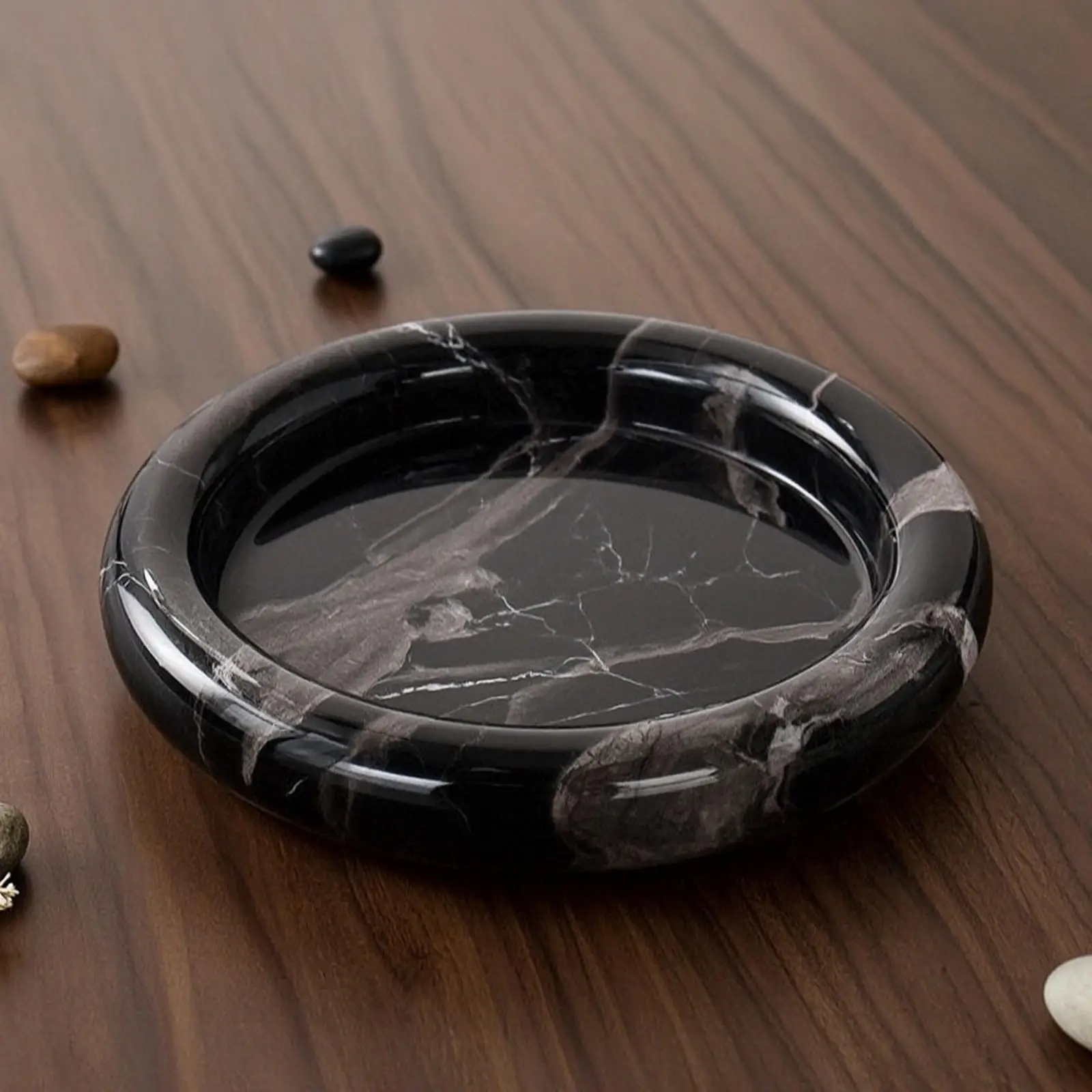 Bandeja y Tazón de Mármol Pulido – Juego Redondo para Mesa de Comedor - imagen 5