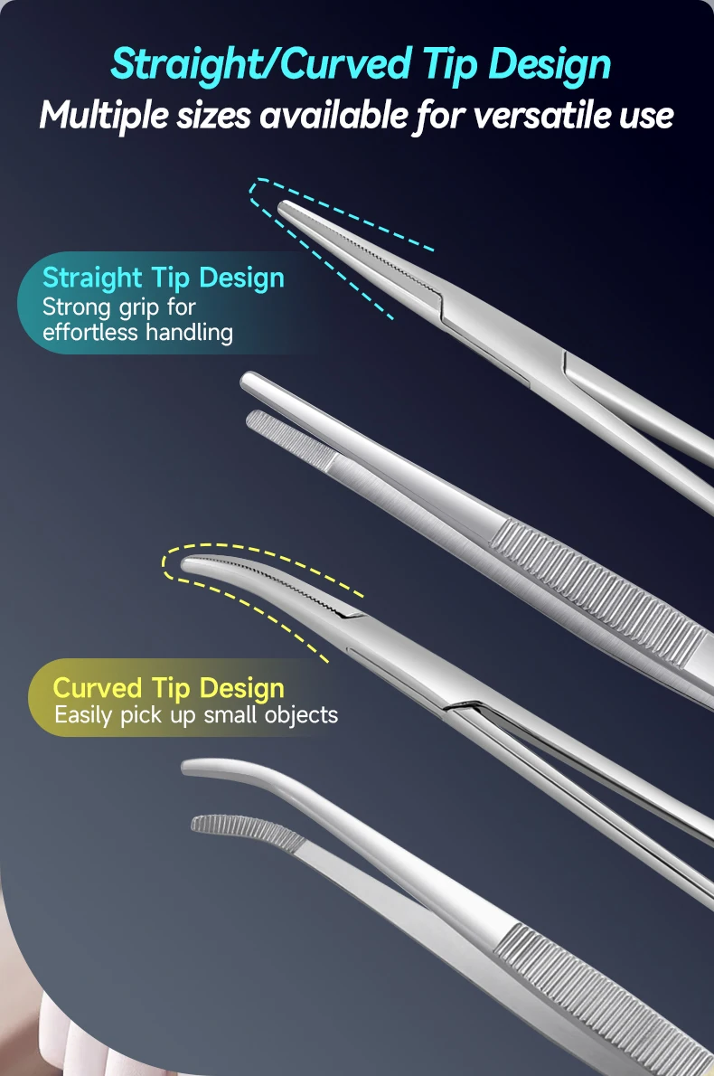 Pinzas hemostáticas de diferentes tamaños