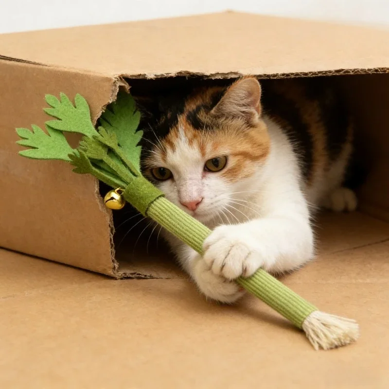 Juguete masticable en uso con gato