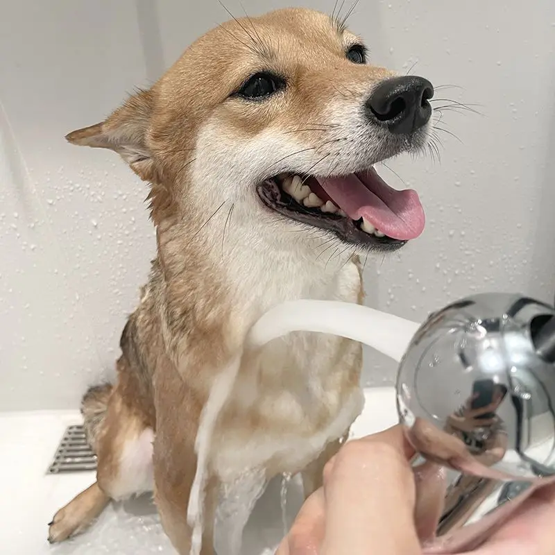 Detalle del rociador de baño para cachorros y gatos