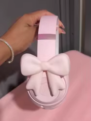 Accesorios para auriculares Kawaii con lazos rosas y dijes decorativos