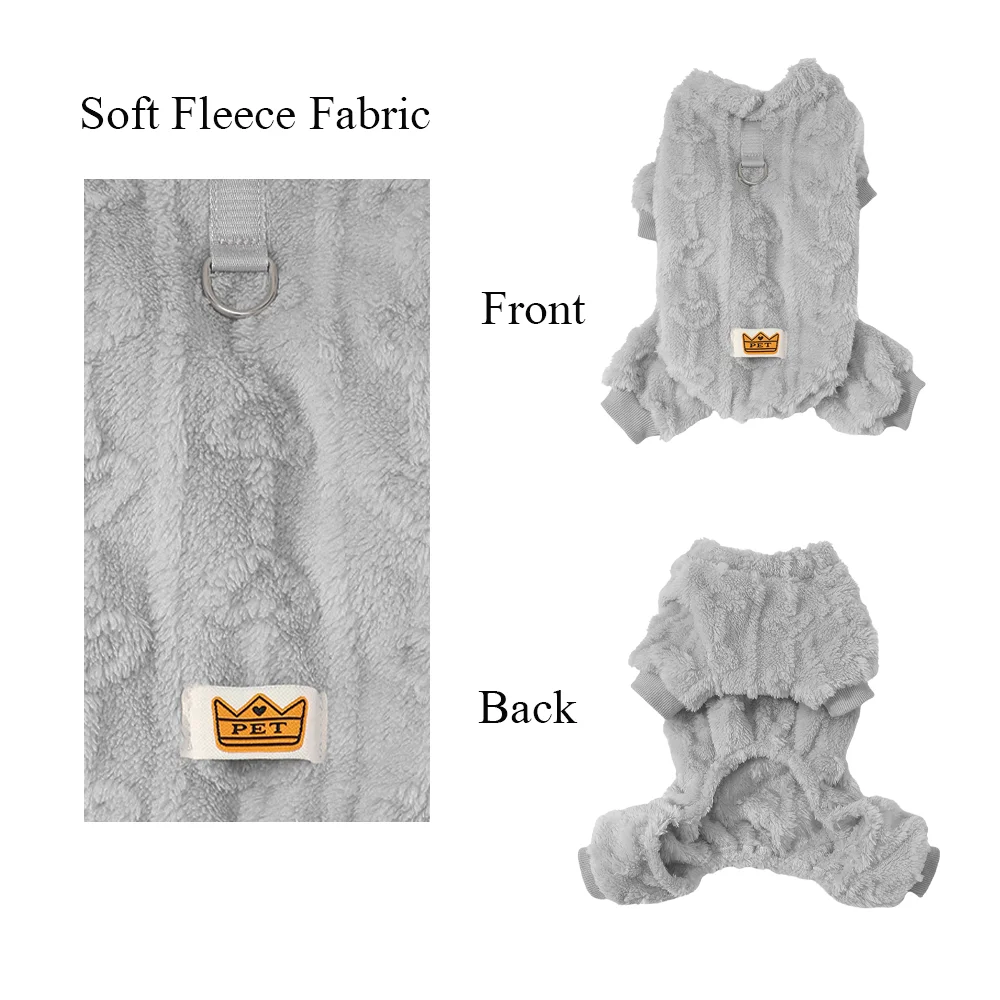 Mono de Felpa Rosa para Perros Pequeños – Ropa de Invierno Cálida - imagen 2