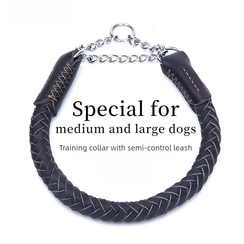 Collar martingale de cuero antitirones para adiestramiento de perros