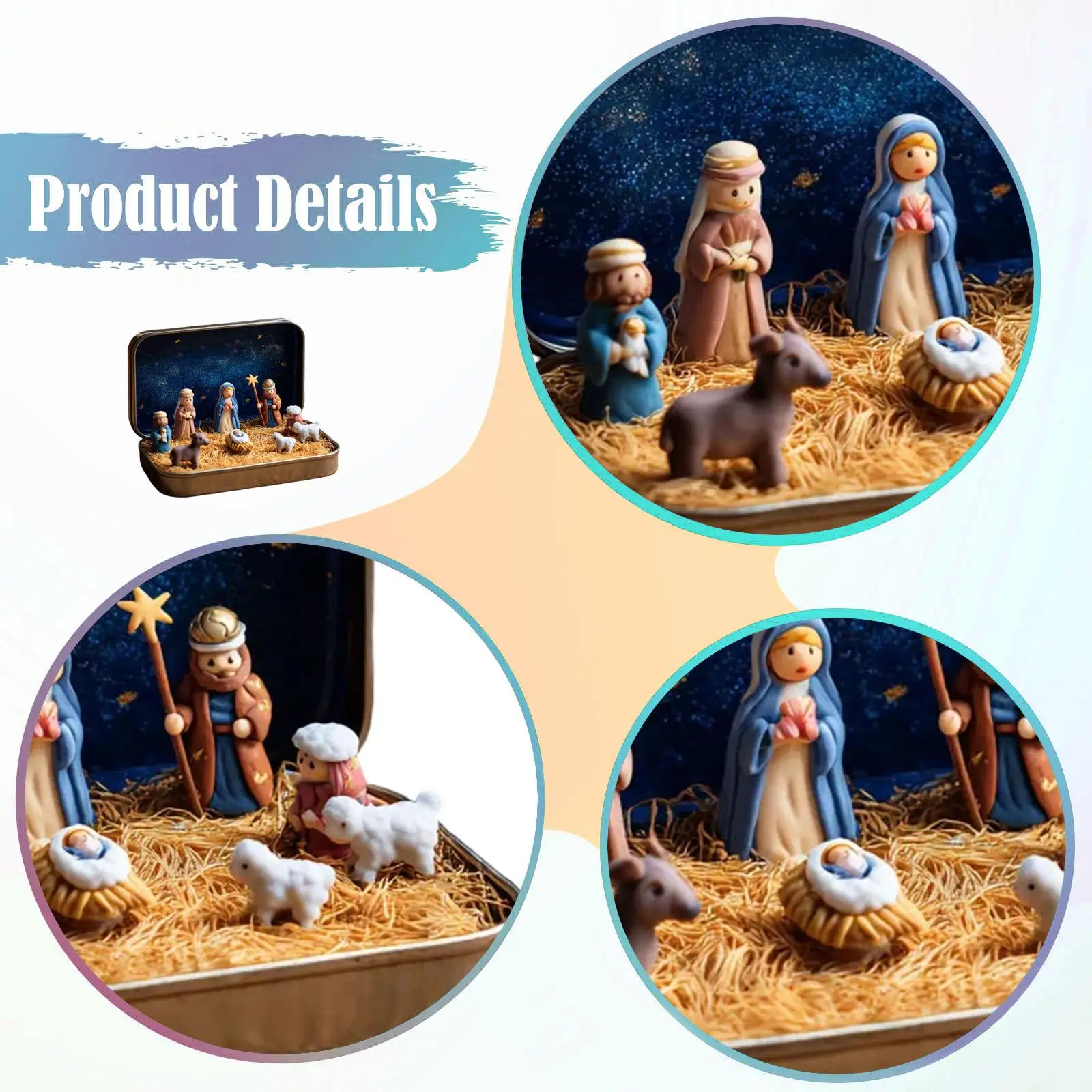 Figuras Belén Natividad Resina – Decoración Navideña Mesa Hogar - imagen 4