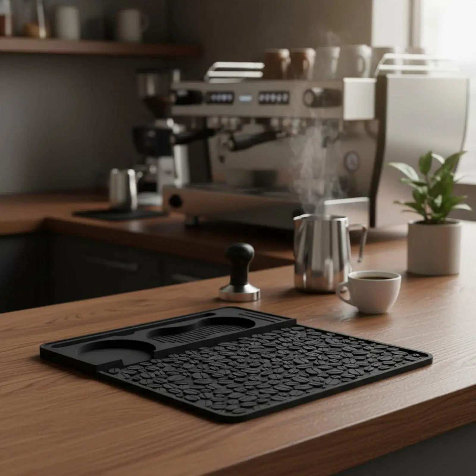 Alfombrilla Silicona Prensa Café – Organizador Extraíble para Tamper y Vasos - imagen 3