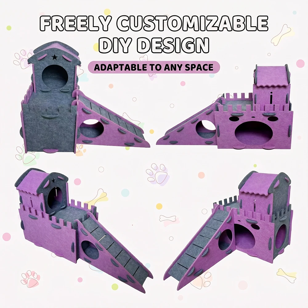 Jaula modular de fieltro para hámster: castillo escondite con escalera - imagen 5