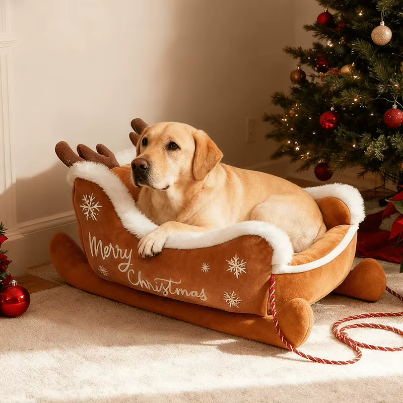 Cama nido navideña para perros pequeños, cálida y acogedora - imagen 3